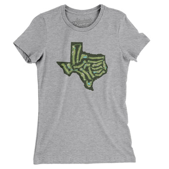 Texas Golf Course Map Women's T-Shirt-Heather Grey-Allegiant Goods Co. Vintage Sports Apparel