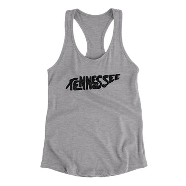 Tennessee State Shape Text Women's Racerback Tank-Heather Grey-Allegiant Goods Co. Vintage Sports Apparel