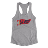 St Louis Pennant Women's Racerback Tank-Heather Grey-Allegiant Goods Co. Vintage Sports Apparel