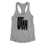 Utah State Shape Text Women's Racerback Tank-Heather Grey-Allegiant Goods Co. Vintage Sports Apparel