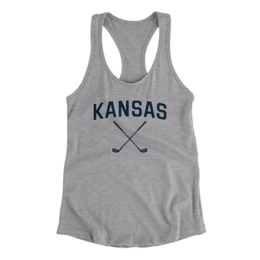 Kansas Golf Women's Racerback Tank-Heather Grey-Allegiant Goods Co. Vintage Sports Apparel