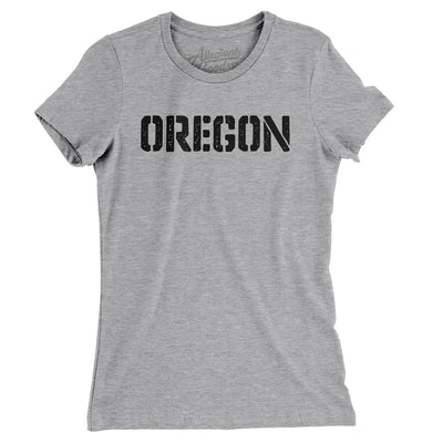 Oregon Military Stencil Women's T-Shirt-Heather Grey-Allegiant Goods Co. Vintage Sports Apparel