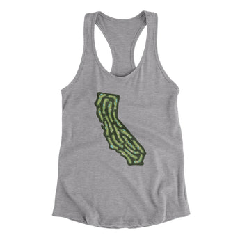 California Golf Course Women's Racerback Tank-Heather Grey-Allegiant Goods Co. Vintage Sports Apparel
