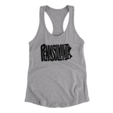 Pennsylvania State Shape Text Women's Racerback Tank-Heather Grey-Allegiant Goods Co. Vintage Sports Apparel