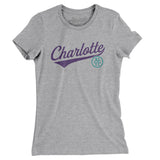 Charlotte Vintage Script Women's T-Shirt-Heather Grey-Allegiant Goods Co. Vintage Sports Apparel