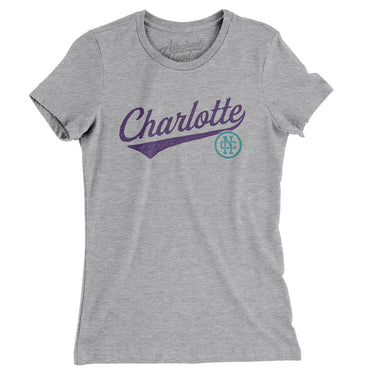 Charlotte Vintage Script Women's T-Shirt-Heather Grey-Allegiant Goods Co. Vintage Sports Apparel