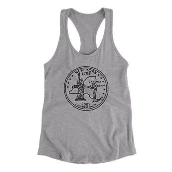 New York State Quarter Women's Racerback Tank-Heather Grey-Allegiant Goods Co. Vintage Sports Apparel