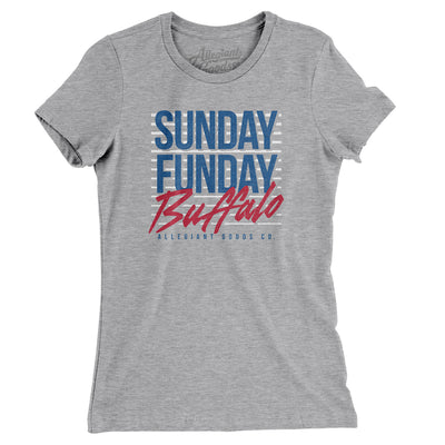 Sunday Funday Buffalo Women's T-Shirt-Heather Grey-Allegiant Goods Co. Vintage Sports Apparel