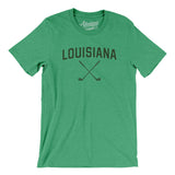 Louisiana Golf Men/Unisex T-Shirt-Heather Kelly-Allegiant Goods Co. Vintage Sports Apparel