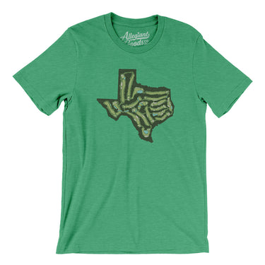 Texas Golf Course Map Men/Unisex T-Shirt-Heather Kelly-Allegiant Goods Co. Vintage Sports Apparel
