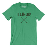 Illinois Golf Men/Unisex T-Shirt-Heather Kelly-Allegiant Goods Co. Vintage Sports Apparel