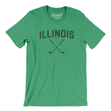 Illinois Golf Men/Unisex T-Shirt-Heather Kelly-Allegiant Goods Co. Vintage Sports Apparel