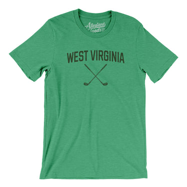 West Virginia Golf Men/Unisex T-Shirt-Heather Kelly-Allegiant Goods Co. Vintage Sports Apparel