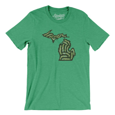 Michigan Golf Course Map Men/Unisex T-Shirt-Heather Kelly-Allegiant Goods Co. Vintage Sports Apparel