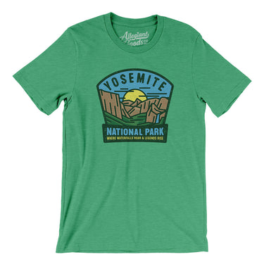 Yosemite National Park Badge Men/Unisex T-Shirt-Heather Kelly-Allegiant Goods Co. Vintage Sports Apparel