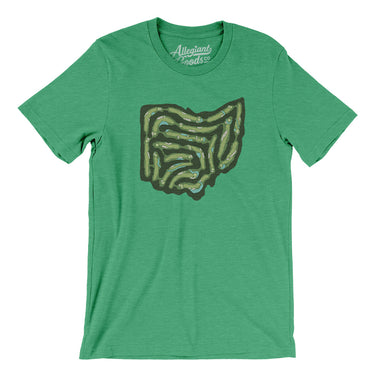 Ohio Golf Course Map Men/Unisex T-Shirt-Heather Kelly-Allegiant Goods Co. Vintage Sports Apparel