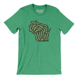 Wisconsin Golf Course Map Men/Unisex T-Shirt-Heather Kelly-Allegiant Goods Co. Vintage Sports Apparel