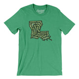 Louisiana Golf Course Map Men/Unisex T-Shirt-Heather Kelly-Allegiant Goods Co. Vintage Sports Apparel