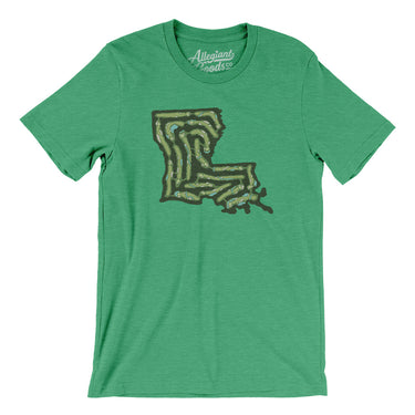 Louisiana Golf Course Map Men/Unisex T-Shirt-Heather Kelly-Allegiant Goods Co. Vintage Sports Apparel