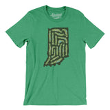 Indiana Golf Course Map Men/Unisex T-Shirt-Heather Kelly-Allegiant Goods Co. Vintage Sports Apparel