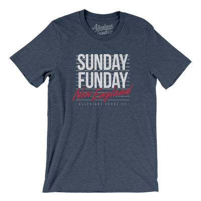 Sunday Funday New England Men/Unisex T-Shirt-Heather Navy-Allegiant Goods Co. Vintage Sports Apparel