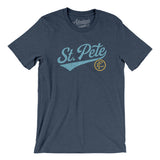 St Pete Vintage Script Men/Unisex T-Shirt-Heather Navy-Allegiant Goods Co. Vintage Sports Apparel