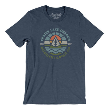 Crater Lake Oregon Retro Badge Men/Unisex T-Shirt-Heather Navy-Allegiant Goods Co. Vintage Sports Apparel