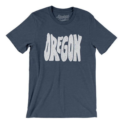 Oregon State Shape Text Men/Unisex T-Shirt-Heather Navy-Allegiant Goods Co. Vintage Sports Apparel