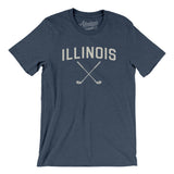 Illinois Golf Men/Unisex T-Shirt-Heather Navy-Allegiant Goods Co. Vintage Sports Apparel