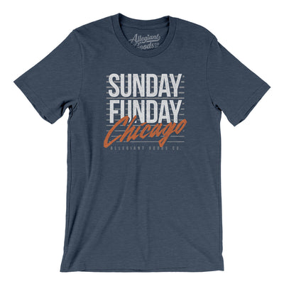 Sunday Funday Chicago Men/Unisex T-Shirt-Heather Navy-Allegiant Goods Co. Vintage Sports Apparel