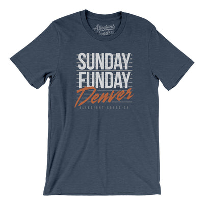 Sunday Funday Denver Men/Unisex T-Shirt-Heather Navy-Allegiant Goods Co. Vintage Sports Apparel