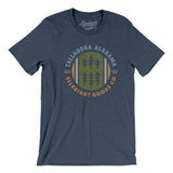 Talladega Alabama Retro Badge Men/Unisex T-Shirt-Heather Navy-Allegiant Goods Co. Vintage Sports Apparel