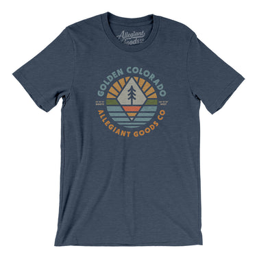 Golden Colorado Retro Badge Men/Unisex T-Shirt-Heather Navy-Allegiant Goods Co. Vintage Sports Apparel