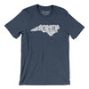 North Carolina State Shape Text Men/Unisex T-Shirt-Heather Navy-Allegiant Goods Co. Vintage Sports Apparel