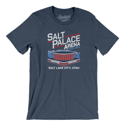 Salt Palace Arena Men/Unisex T-Shirt-Heather Navy-Allegiant Goods Co. Vintage Sports Apparel