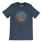 Lake Placid New York Retro Badge Men/Unisex T-Shirt-Heather Navy-Allegiant Goods Co. Vintage Sports Apparel
