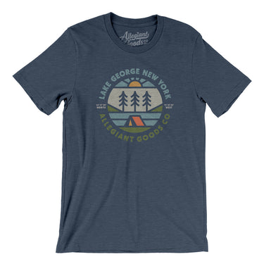 Lake George New York Retro Badge Men/Unisex T-Shirt-Heather Navy-Allegiant Goods Co. Vintage Sports Apparel