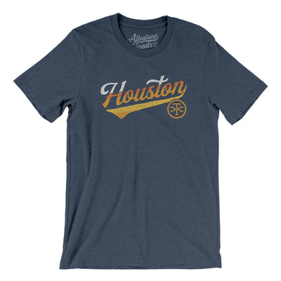 Houston Vintage Script Men/Unisex T-Shirt-Heather Navy-Allegiant Goods Co. Vintage Sports Apparel