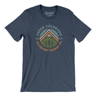 Aspen Colorado Retro Badge Men/Unisex T-Shirt-Heather Navy-Allegiant Goods Co. Vintage Sports Apparel