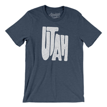 Utah State Shape Text Men/Unisex T-Shirt-Heather Navy-Allegiant Goods Co. Vintage Sports Apparel