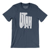 Utah State Shape Text Men/Unisex T-Shirt-Heather Navy-Allegiant Goods Co. Vintage Sports Apparel