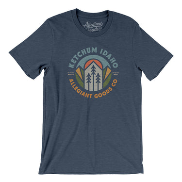 Ketchum Idaho Retro Badge Men/Unisex T-Shirt-Heather Navy-Allegiant Goods Co. Vintage Sports Apparel
