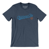 Oklahoma City Vintage Script Men/Unisex T-Shirt-Heather Navy-Allegiant Goods Co. Vintage Sports Apparel