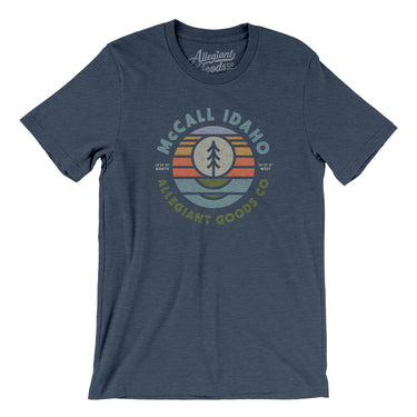 Mccall Idaho Retro Badge Men/Unisex T-Shirt-Heather Navy-Allegiant Goods Co. Vintage Sports Apparel