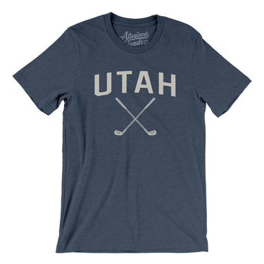 Utah Golf Men/Unisex T-Shirt-Heather Navy-Allegiant Goods Co. Vintage Sports Apparel
