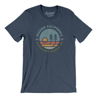 Seaside California Retro Badge Men/Unisex T-Shirt-Heather Navy-Allegiant Goods Co. Vintage Sports Apparel