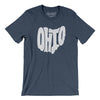 Ohio State Shape Text Men/Unisex T-Shirt-Heather Navy-Allegiant Goods Co. Vintage Sports Apparel