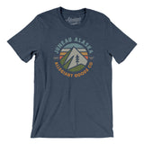 Juneau Alaska Retro Badge Men/Unisex T-Shirt-Heather Navy-Allegiant Goods Co. Vintage Sports Apparel