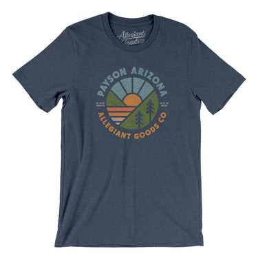 Payson Arizona Retro Badge Men/Unisex T-Shirt-Heather Navy-Allegiant Goods Co. Vintage Sports Apparel