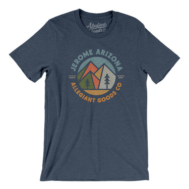 Jerome Arizona Retro Badge Men/Unisex T-Shirt-Heather Navy-Allegiant Goods Co. Vintage Sports Apparel